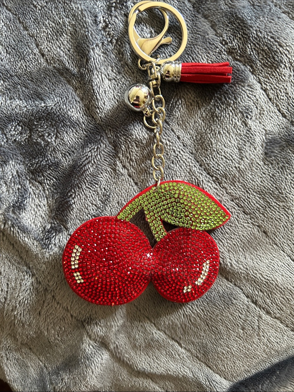 Double Cherry Rhinestone Bag Charm